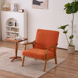 Solid Wood Armrest Teddy Velvet Simple Single Indoor Lounge Chair Backrest Burnt Orange 87153687