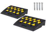 2 Pcs Heavy Duty Rubber Curb Ramp with Drain Channel & Reflective Strips for Driveway - M 57470856
