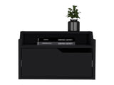 Winchester Floating Nightstand, Modern Dual-Tier Design with Spacious Single Drawer Storage, Black B097P199742