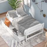 Twin size platform bed, with two drawers, white WF195910AAK