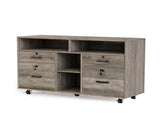 Wooden Filing Cabinet, 4 Drawers, Lami Grey Oak, P2 Particle Board with Embossed 66067826