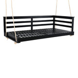 TOPMAX Country Patio Wooden Twin Size Swing Daybed Porch Swing Frame with 4pcs 96-inch Hemp Ropes N717P265856B