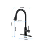 Black Kitchen Faucet, Kitchen Faucets with Pull Down Sprayer Commercial Stainless Steel Single 43249908