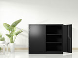 Metal Storage Cabinet with 2 Doors and 2 Shelves, Lockable Steel Storage Cabinet for Office, Garage, W150568319