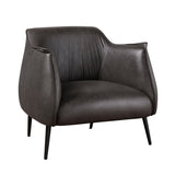 Luxury Furniture 1pc Accent Chair Brown Premium Faux Leather Upholstery Black Finish Metal Legs B011P256313