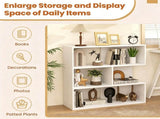 White Geometric Concave Bookshelf, 3-Tier Open Freestanding Display Shelf, Engineered Wood Storage 88021186