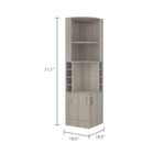 ZUN Syrah Corner Bar Cabinet, Eight Bottle Cubbies, Double Door, Two Open Shelves B070P211049