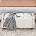 ZUN Upholstered Velvet Storage Bench for Bedroom, End of Bed Bench with Rivet Design, Tufted Foot Rest 51830607