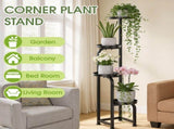 Tall Plant Stand Indoor Outdoor, 4 Tier Metal Plant Shelf with Round Trays, Corner Multiple Flower 17148039