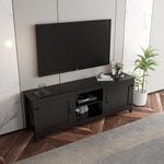 ZUN TV Stand Storage Media Console Entertainment Center,Tradition Black,with doors 49245546