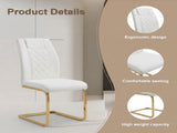 High-Back Chairs Set of 4, PU Leather Modern Kitchen Chairs with Gold Legs for Home Furniture W3803P420015