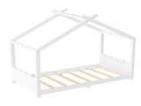 Twin House Floor Bed with Support Slats, Solid Wood House Bed Frame for Kids, No Box Spring Needed W1580P387835