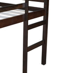 ZUN Full Rubber Wood Loft Bed with Ladder,Espresso W504P228818