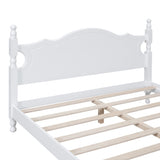 Queen Size Wood Platform Bed Frame,Retro Style Platform Bed with Wooden Slat Support,White WF310132AAK