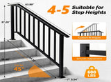 Handrails for Outdoor Steps Fits 4 to 5 Steps 14976189
