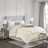 7 Piece Tufted Comforter Set Ivory Cal King B03596992