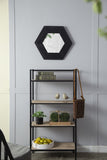 18.5" x 18.5" Hexagon Mirror with Solid Wood Frame, Wall Decor for Living Room Bathroom Hallway, W2078133976