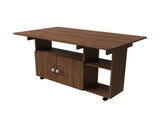 Multi-Functional Folding Table with Storage Shelves and Wheels, 47 Inch Foldable Dining Table for 61675914