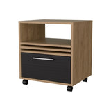 Natural Oak Nightstand with a Drawer and Open Storage B062P290236