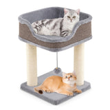 2-Level Cat Furniture - Engaging Bell Pompom Toys, Sisal Plush Engineered Wood Build, Ideal 44581412