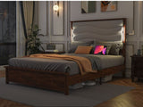 ZUN King Size Bed Frame with Upholstered Headboard, King Bed Frame with Charging Station and LED Lights, 46740255