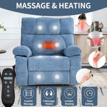 ZUN Blue Heat Massage Dual Motor Infinite Position Up to 350 LBS Large Electric Power Lift Recliners W1803P264051