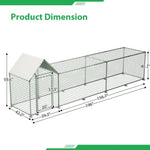 ZUN 16x3FT Metal Chicken Coop Run Backyard Hen House Poultry Habitat Cage w/Cover W2505P151985