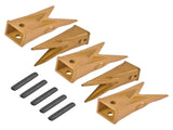 Set of 5 X156WTL Twin Tiger Rock Bucket Teeth with P156 Roll Pins Alloy Steel Fits for Skid Steer, 35563173