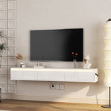 Floating TV Stand, Wall Mounted TV Shelf with Led Lights & Power Outlet,High Gloss TV Cabinet for tv W1321P311892