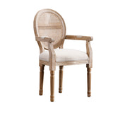 French Vintage Upholstered Fabric Dining Armchair, Set of 2, Beige W1622113267