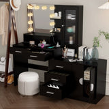 ZUN Large Makeup Vanity with Lights, Vanity Table with Charging Station, Vanity Desk with Mirror and 10 34862814