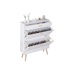 ZUN Shoe, 16 Pair Shoe Rack Storage Organizer with 2 Flip Drawers, White Entryway Shoe Storage 61976300