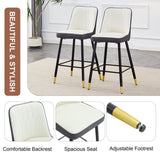 ZUN Modern Two-Tone PU Bar Stool -White and Gray spliced chairs With Gold Decorated Legs.White and W1151P211969