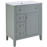 Solid Wood Bathroom Vanity with Ceramic Undermount Sink - 12" Soft-Close Drawer Slides, Flip Bin W2896P318465