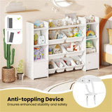 White Multi-Functional Kids Storage Shelf - Toy OrganizerBookcase, 56"x12"x39", Anti-Toppling, 86189932