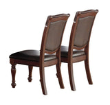 Royal Majestic Formal Set of 2 Arm Chairs Brown Color Rubberwood Dining Room Furniture Faux Leather B01180916