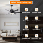 ZUN 52 Inch Indoor Modern LED Ceiling Fan with Light and Remote Control, 6 Blades , W1592123216