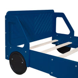 Twin Size Car-Shaped Platform Bed with Wheels,Blue WF311752AAC
