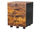 2-Drawer Rolling Wood File Cabinet with Lock, Brown & Black 75474004