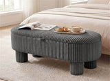 Gray 42 Inch Corduroy Storage Bench, Plush Foam Cushion & Hidden Compartment, 400LBS Seat Weight 51915597