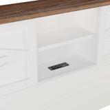 Farmhouse Platform Bed with Double Sliding Barn Door, Queen Size Rustic Wood Bed with
Charging WF317944AAK