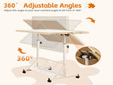 (WHITE) Wooden 1500 Piece Table with Drawer, 35"*27.17" Adjustable Table, 360&deg Tilting W2641P442535