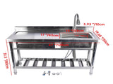 Stainless Steel Kitchen Sink Commercial Freestanding Utility Sink with Drawer and Pull-Out Faucet 47271266