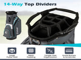 14-Way Golf Cart Bag - 6 Zippered PocketsCooler Pocket, Waterproof Zippers, GrayBlue 92044266