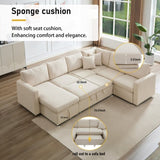 7 - Seater Sofa, Large U - Shaped Modular Sectional Sofa, Oversized Pull - Out Sleeper with Storage 93263958