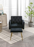 ZUN Velvet Accent Chair with Adjustable Armrests and Backrest, Button Tufted Lounge Chair, Single 25311235