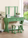 ZUN Unique Modern Bedroom Set w Stool Foldable Mirror Drawers Apple Green Color MDF Veneer 1pc B011111841