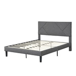 ZUN Queen Size Upholstered Platform Bed Frame with Headboard, Strong Wood Slat Support, Mattress W2297141354