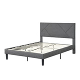 Queen Size Upholstered Platform Bed Frame with Headboard, Strong Wood Slat Support, Mattress W2297141354