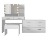 Large Makeup Vanity with Lights, Vanity Table with Charging Station, Vanity Desk with Mirror and 10 28093382